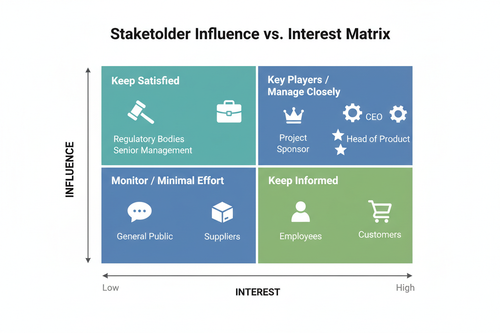 Stakeholder influence vs interest matrix