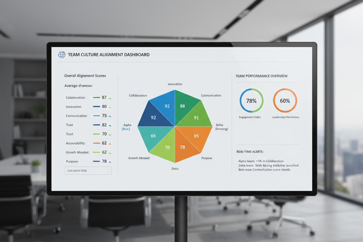 Team culture dashboard with alignment scores