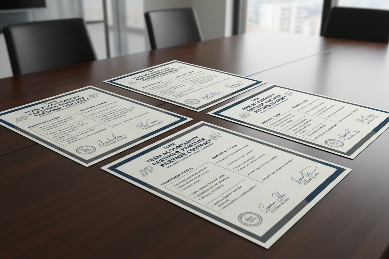 Team accountability partner contracts