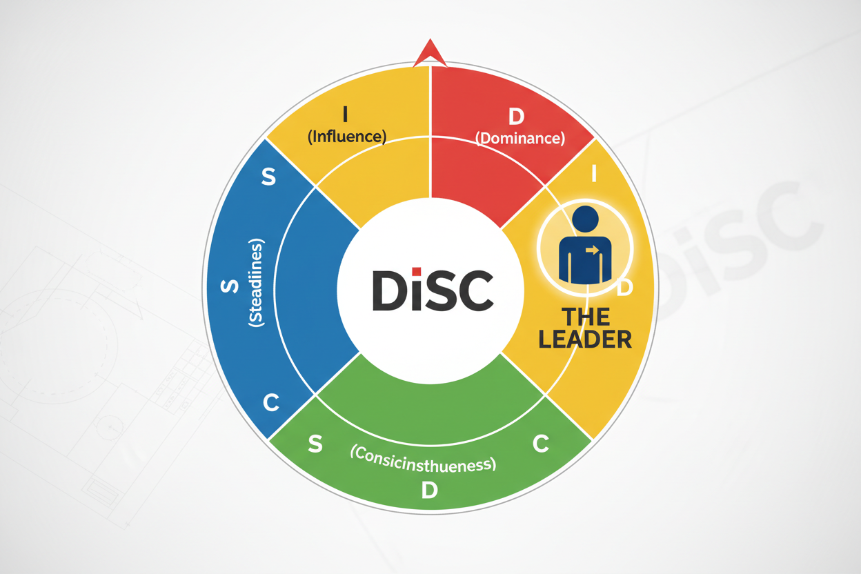 DiSC personality wheel with leadership positioning