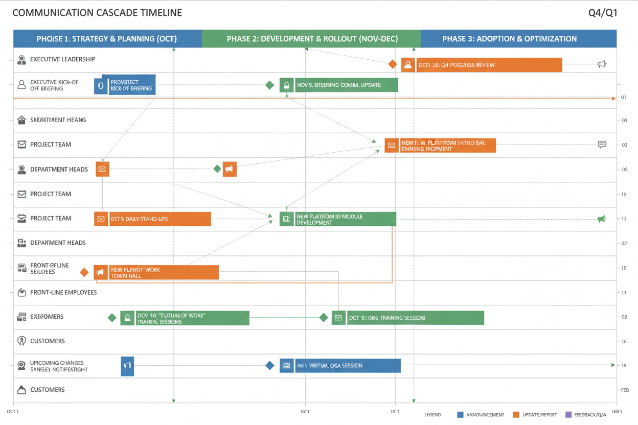 Communication cascade timeline